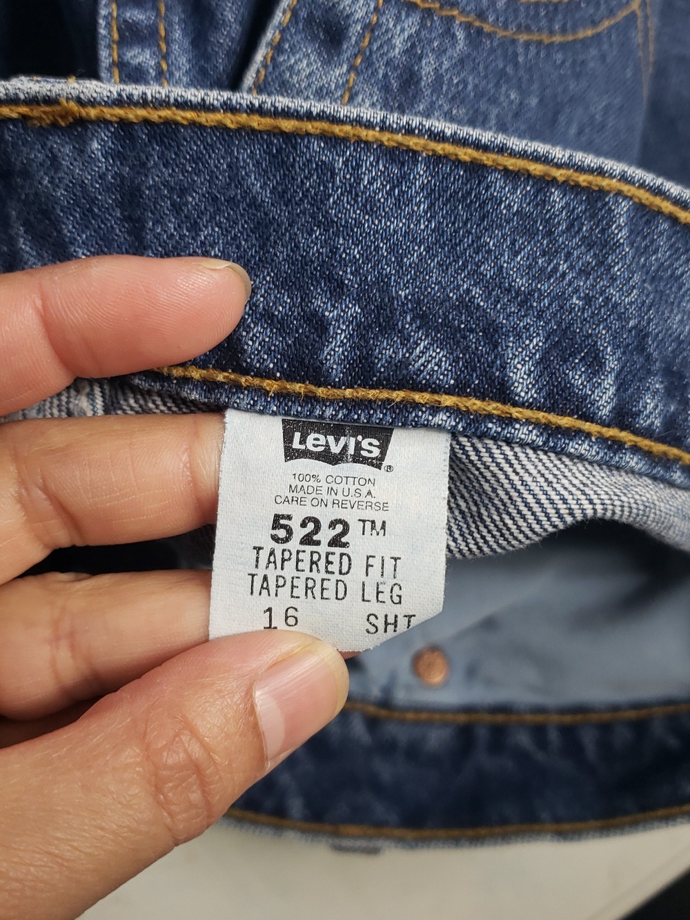 Vintage Levi's 522 100% Cotton Tapered Fit Straight Leg Jeans Size 16 Short USA - Picture 8 of 16